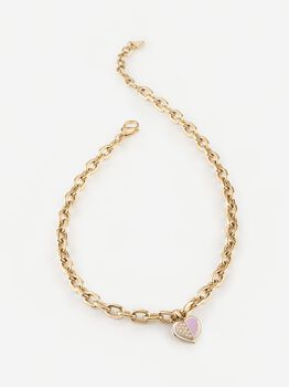 Guess Lovely Heart Charm Lilac Necklace